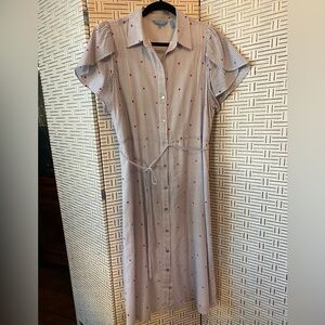 Draper James Blue and White Striped Midi Dress with Red Details